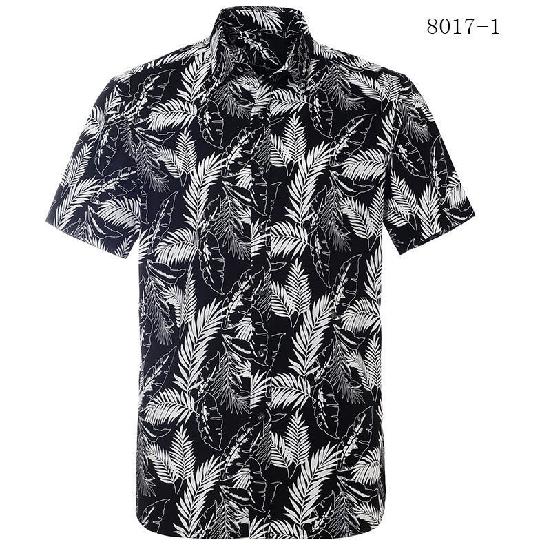 Printed short-sleeved shirt men's European beach