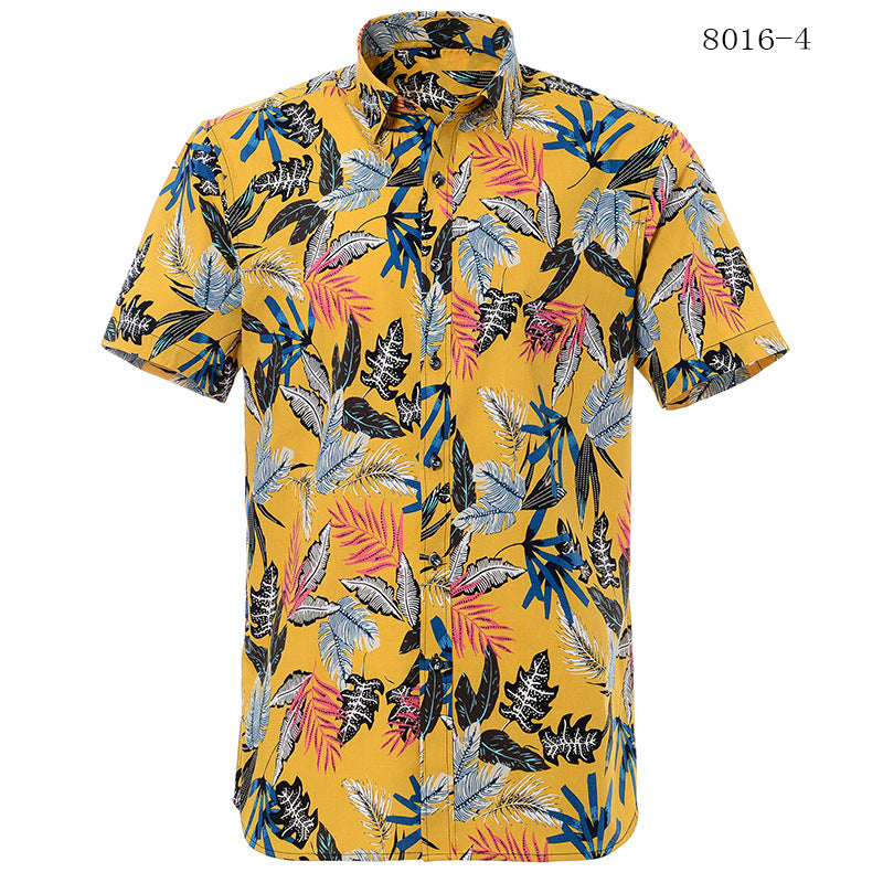 Printed short-sleeved shirt men's European beach